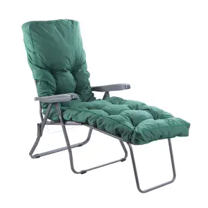 Alfresia Sun Lounger, Charcoal Frame with Green Classic Cushion