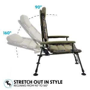 Dellonda Deluxe Portable Fishing Chair Reclining Adjust. Padded Armrests - DL73