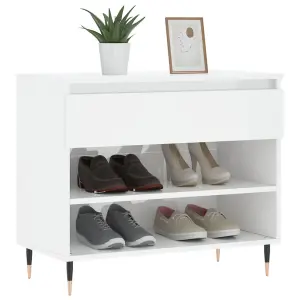 Shoe Cabinet High Gloss White 70x36x60 cm Engineered Wood