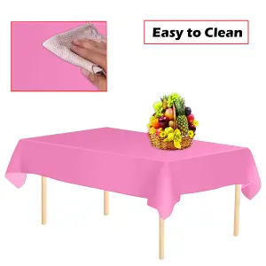 Hot Pink Plastic Table Cover, Disposable Wipe Clean Waterproof Tablecloth - 54"x108"