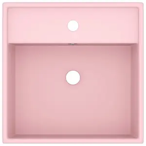 Belfry Bathroom Juillac 410mm L x 410mm W Ceramic Square Sink with Overflow Pink