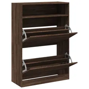 Berkfield Shoe Cabinet with 2 Flip-Drawers Brown Oak 80x34x116 cm