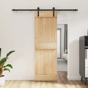 Berkfield Sliding Door with Hardware Set 70x210 cm Solid Wood Pine