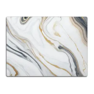 Textured Glass Chopping Board Blue Marble Effect Design - Large