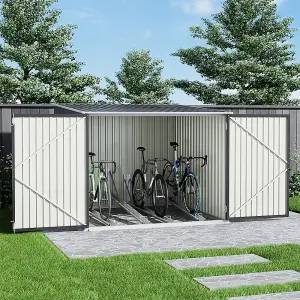 Outdoor Metal  Garden Storage Shed Pent Tool Shed Bicycle Storage Shed  Charcoal Charcoal Black