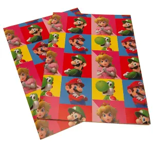 Super Mario Characters Gift Wrap (Pack of 4) Multicoloured (One Size)