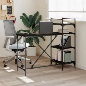 Berkfield Computer Desk with Shelves Black 120x47x109 cm