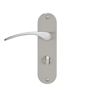 Colours Beare Satin Nickel effect Aluminium & steel Curved Bathroom Door handle (L)110mm