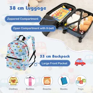 Costway 5 Piece Kids Luggage Set Carry-on Children Rolling Suitcase Set w/ Backpack