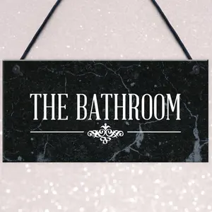 The Bathroom Hanging Sign Bathroom Toilet Decor Marble Theme Home Gift