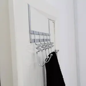 Essentials by Premier Over Door Chrome 5 Hook Hanger