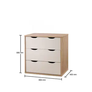 Alton 3 Drawer Bedroom Cabinet Bedside Chest Of Drawers Sonoma Oak & White