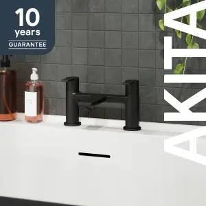 GoodHome Akita Matt Black Deck-mounted Manual Single Bath Filler Tap