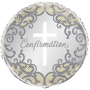 Unique Party Cross Confirmation Foil Balloon White/Yellow (One Size)