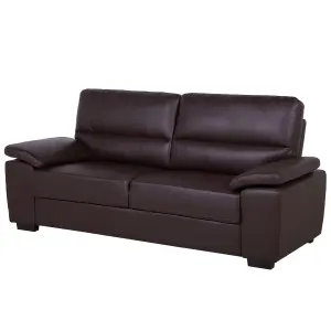 3 Seater Faux Leather Sofa Brown VOGAR