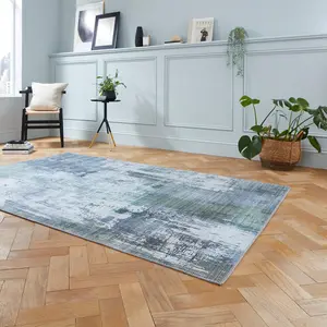 Grey Green Abstract Modern Rug Easy to clean Living Room and Bedroom-150cm X 230cm