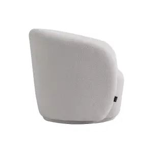 White Upholstered Swivel Accent Armchair Round Barrel Chair