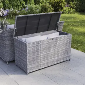 GoodHome Hamilton Steeple grey Plastic Rattan effect Storage box (W) 180cm x (D) 65cm