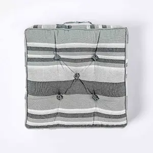 Homescapes Morocco Striped Cotton Floor Cushion Monochrome