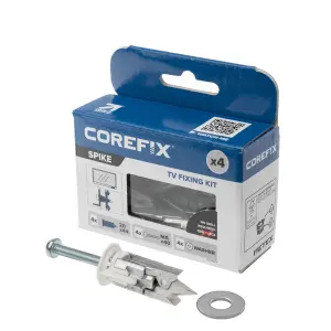 Corefix Spike TV Fixing Kit. Plasterboard. 4pk with M5x40mm screws