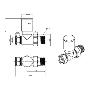 Brushed Brass Straight Radiator Valves Luxury Round Modern(Pair)