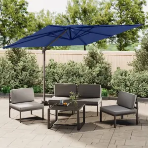 Berkfield Double Top Cantilever Garden Parasol Azure Blue 400x300 cm