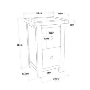 Aubusson 2 Drawer Bedside Table Light Grey