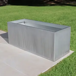 100cm Zinc Galvanised Brushed Silver Trough Planter