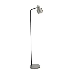 Luminosa Mayfield Task Floor Lamp Brushed Silver Plate Finish, Matt Black