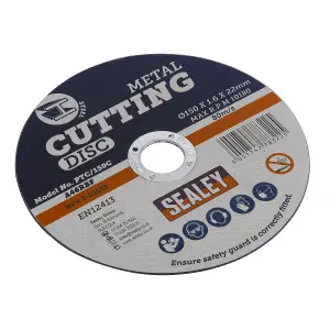 Sealey Abrasive Cutting Disc For Cut-Off Tools 150mm x 1.6mm 22mm Bore PTC/150C