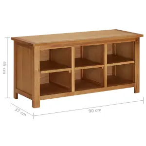 Berkfield Shoe Rack 90x37x45 cm Solid Oak Wood