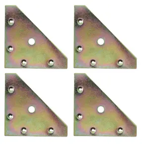 Yellow Zinc-plated Mild steel Corner bracket (H)1.5mm (W)82mm (L)82mm, Pack of 4