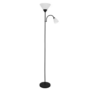 ValueLights Mozz Modern Gloss Black 2 Way Parent and Child Uplighter and Spotlight Design Floor Lamp