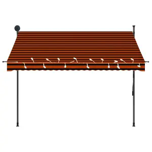 Berkfield Manual Retractable Awning with LED 250 cm Orange and Brown