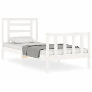 Berkfield Bed Frame with Headboard White 100x200 cm Solid Wood