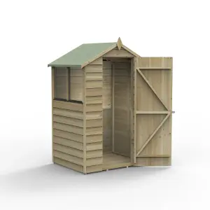 Forest Garden Overlap 4x3 ft Apex Wooden Shed with floor & 2 windows