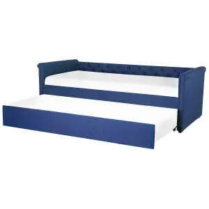 Fabric EU Single Trundle Bed Blue LIBOURNE