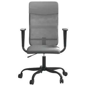 Berkfield Office Chair Height Adjustable Grey Mesh Fabric and Faux Leather