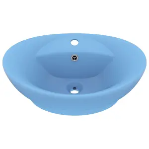 Berkfield Luxury Basin Overflow Oval Matt Light Blue 58.5x39 cm Ceramic