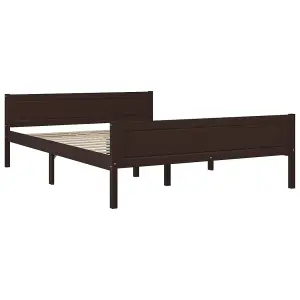 Berkfield Bed Frame Solid Pinewood Dark Brown 160x200 cm