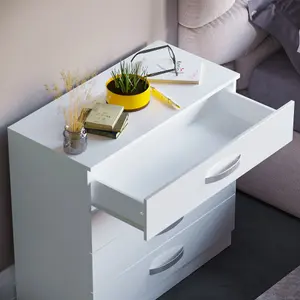 Vida Designs Hulio White High Gloss 4 Drawer Chest (H)720mm (W)750mm (D)360mm