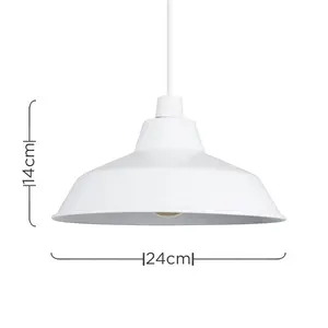 24cm Metal Bowl Pendant Shade White