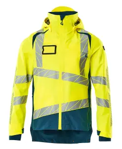 Mascot Accelerate Safe Lightweight Lined Outer Shell Jacket (Hi-Vis Yellow/Dark Petroleum)  (X Large)