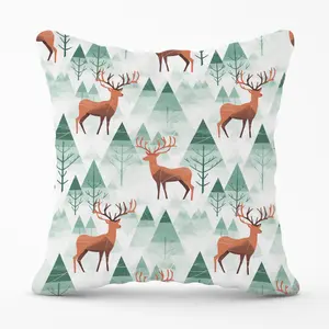 Reindeer On A Snowy Landscape Cushions 45cm x 45cm