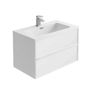 Jenner White Wall Hung Vanity Unit & Basin Set (W)800mm (H)500mm