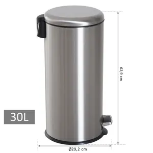 Stainless Steel 30 Litre Step on Rubbish Bin