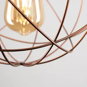 ValueLights Rutherford Retro Style Copper Metal Basket Cage Ceiling Pendant Light Shade