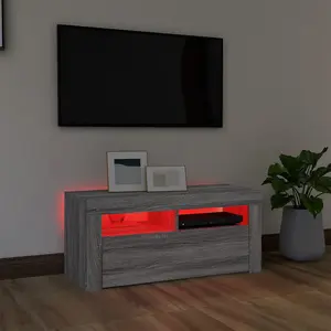 vidaXL TV Cabinet with LED Lights Grey Sonoma 90x35x40 cm