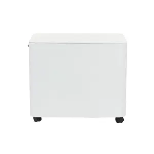 2 Drawer White Curved Metal Under Desk Mobile Pedestal Unit Filing Cabinet - Fully Assembled