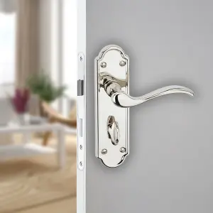 URBNLIVING 170mm Length 12 Pcs Lisbon Metal & Polished Nickel Lever Latch Door Bathroom Handles Set